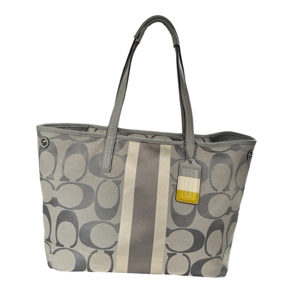 Coach Hampton Weekend Signature Stripe Tote - Picture 8 of 9